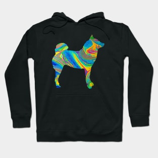 Lilly the Shiba Inu Silhouette - Colourful Bubble on White Hoodie